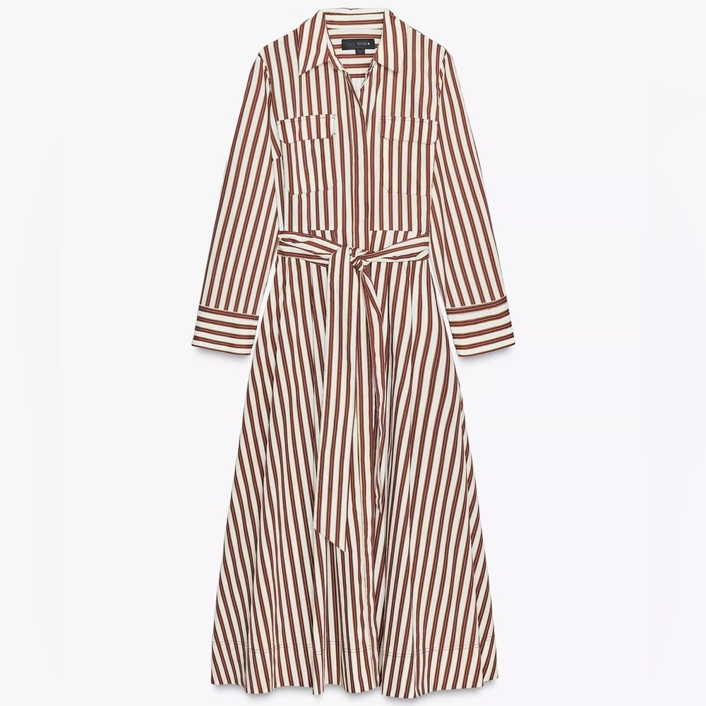 ZARA ZW COLLECTION STRIPED SHIRT DRESS - Picture 8 of 8